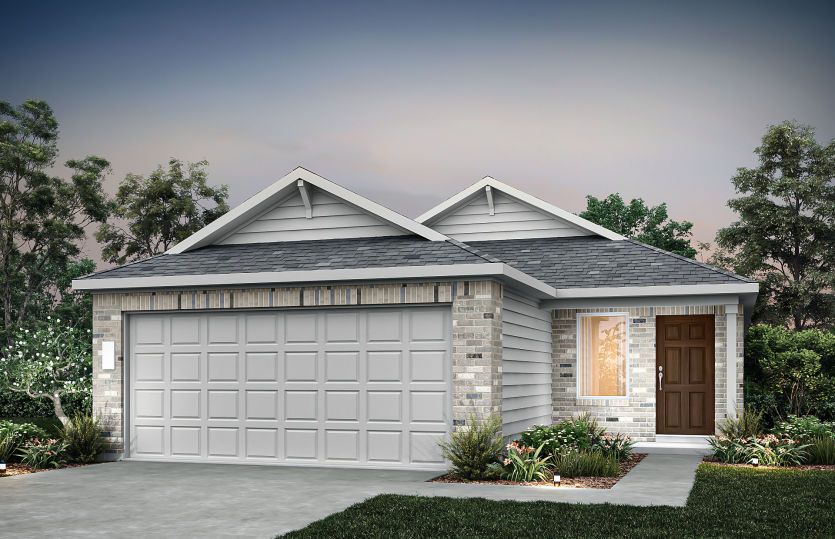 The Livingston, a one-story home design with 2-car garage, Exterior LS103 *model representation