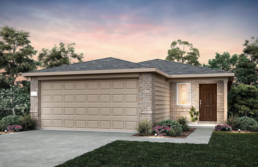 The Barton, a one-story home with 2-car garage, shown with home exterior LS101