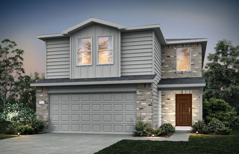 The Frio, a two-story home design with 2-car garage, showing home exterior LS101