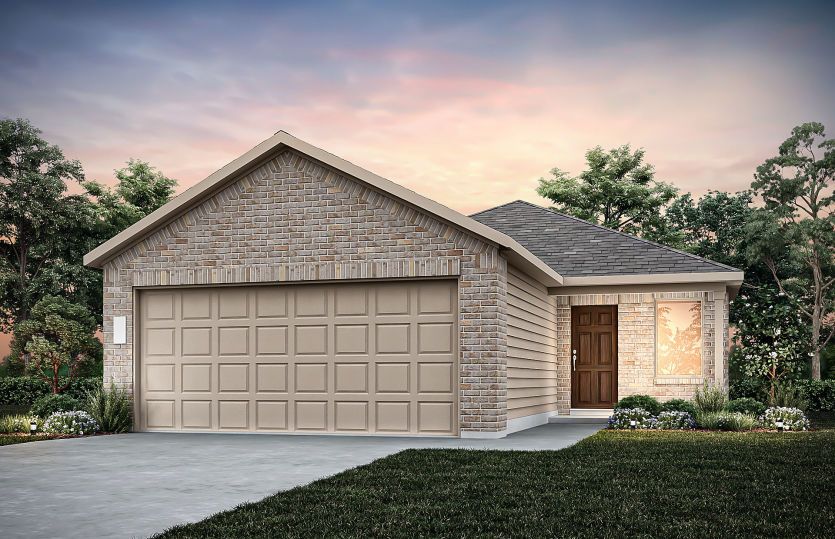 The Kemp, a one-story home design with 2-car garage, Exterior LS101 *model representation