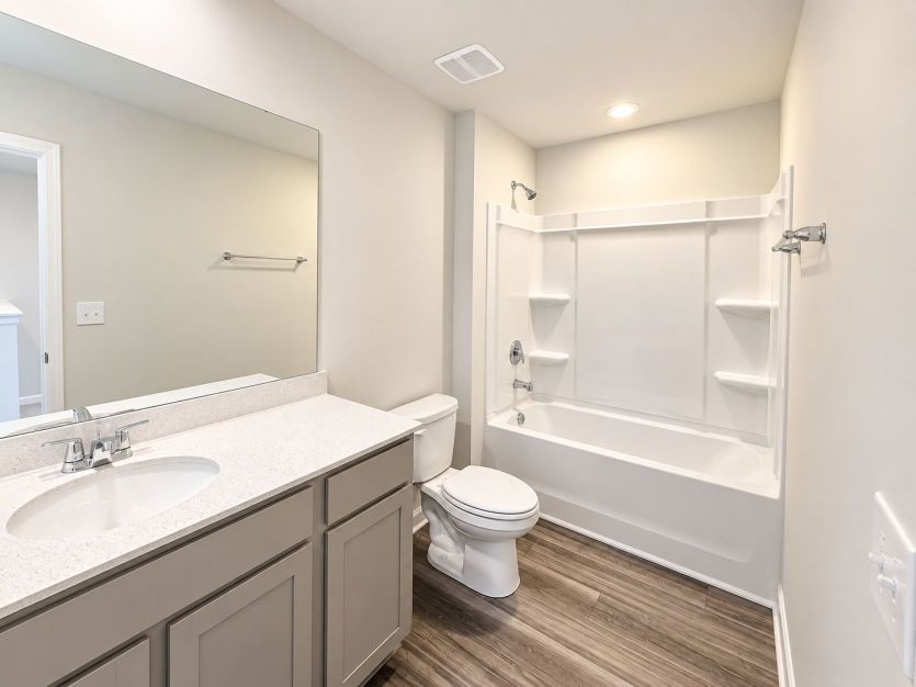 Convenient secondary bath with a fresh, polished look.