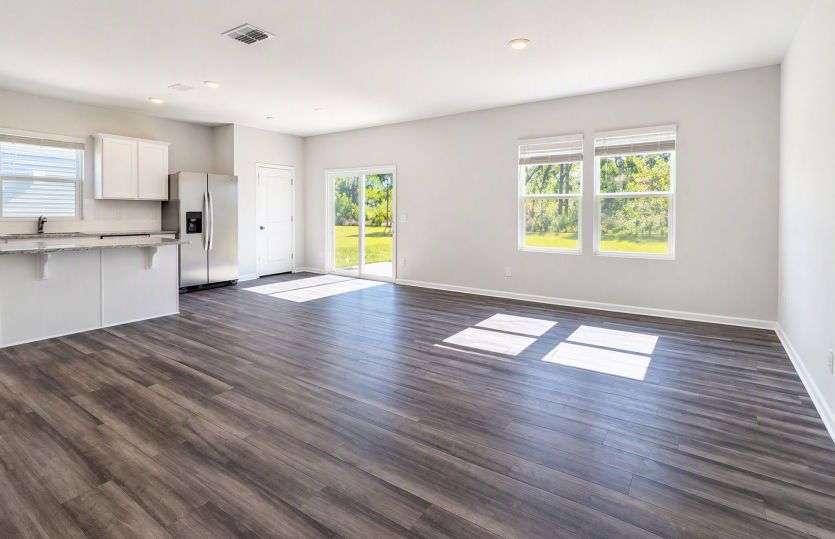 Gathering room creates a central space for relaxing, entertaining, and spending time together.