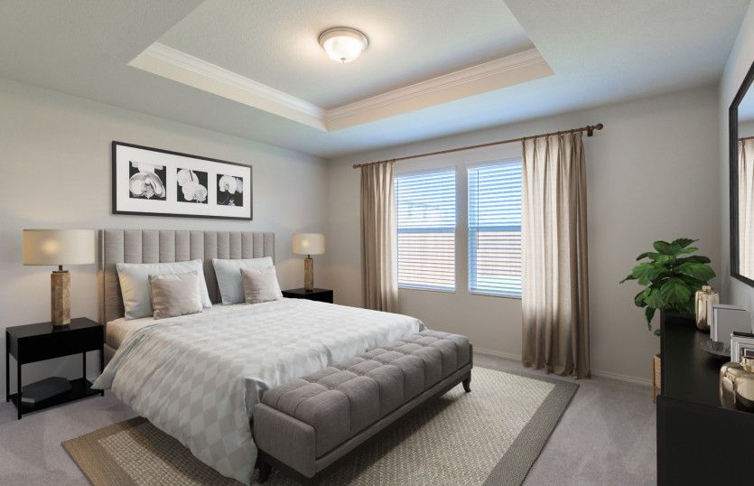 Spacious owner's suite with large windows *model representation