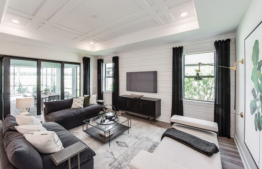 Inviting gathering room with optional tray ceiling