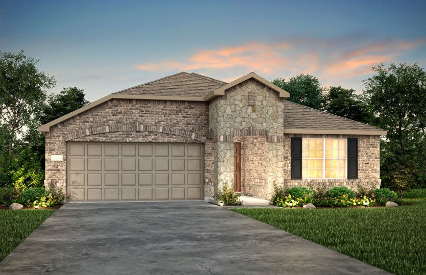 The Serenada, a one-story home with 2-car garage, shown with Home Exterior LS203