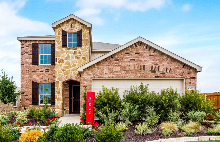 The Mesilla, a two-story home with 2-car garage, shown with Home Exterior R