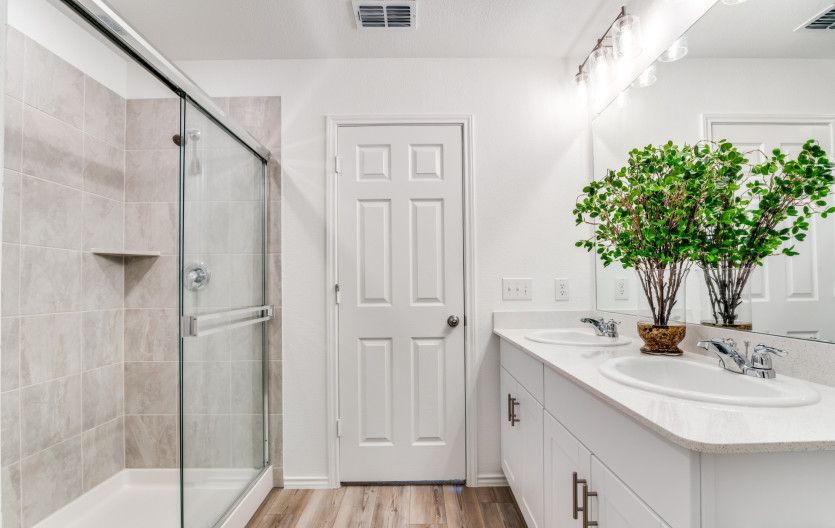 Large shower in owner's bath * model representation