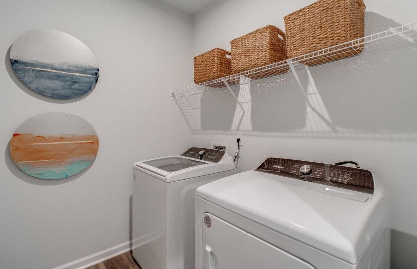 Laundry room with storage.