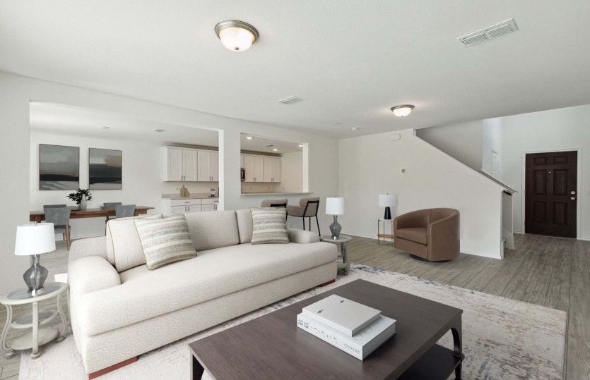Expansive gathering room bathed in natural sunlight