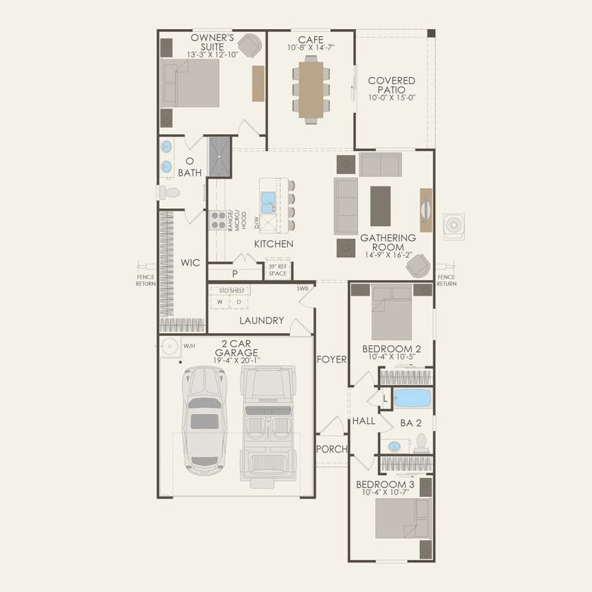 First Floor 3 br / 2 ba