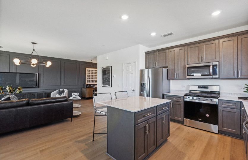 View of gathering room from kitchen*model representation