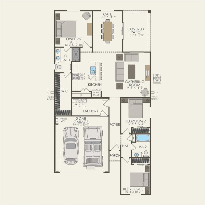First Floor 3 br / 2 ba