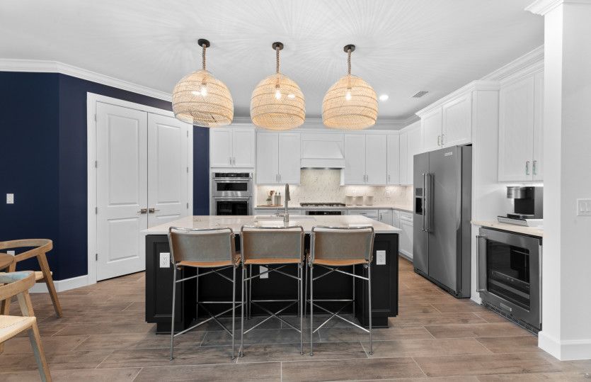 Open kitchen with decorative backsplash