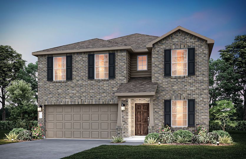 The Kisko, a two-story home with 2-car garage, shown with Home Exterior N