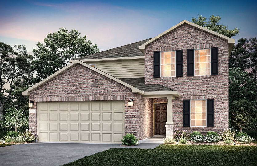 The Mesilla, a two-story home with 2-car garage, shown with Home Exterior O