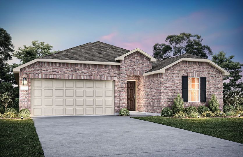 The Killeen, a one-story home with 2-car garage, shown with Home Exterior E