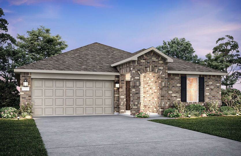 The Killeen, a one-story home with 2-car garage, shown with Home Exterior D