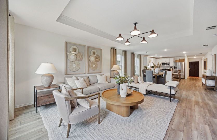 Gathering room with tray ceiling