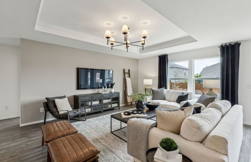 Gathering room with tray ceiling