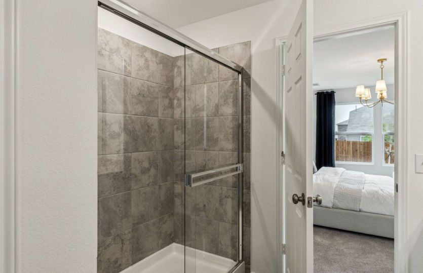Spacious shower in owner's bath