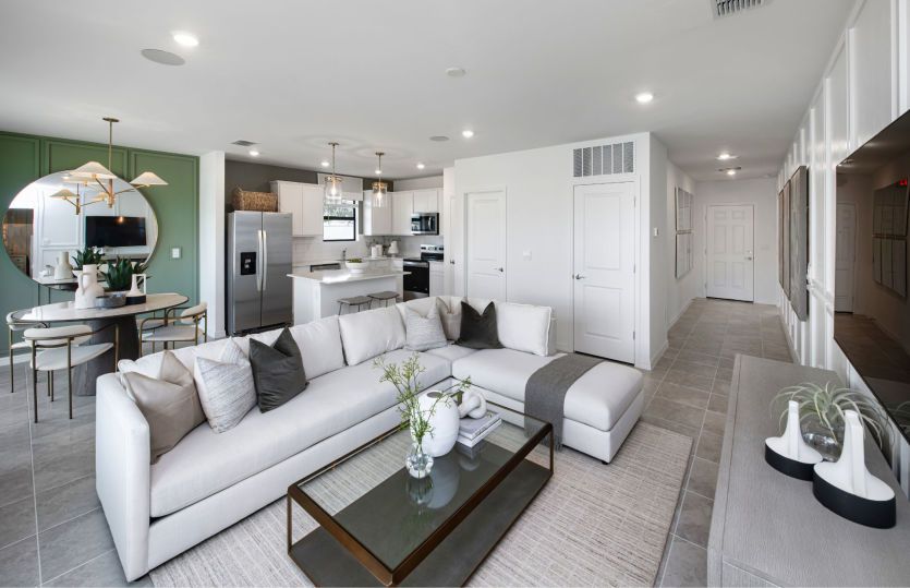 Gathering room with connected living