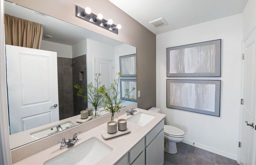 Owner's bathroom with dual sink vanity