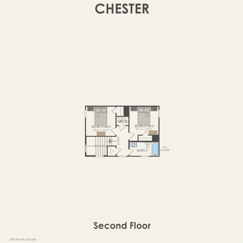 Second Floor 3 br / 2 ba
