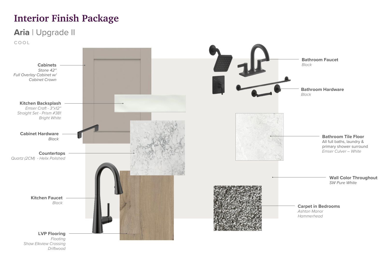 Interior selections for this home