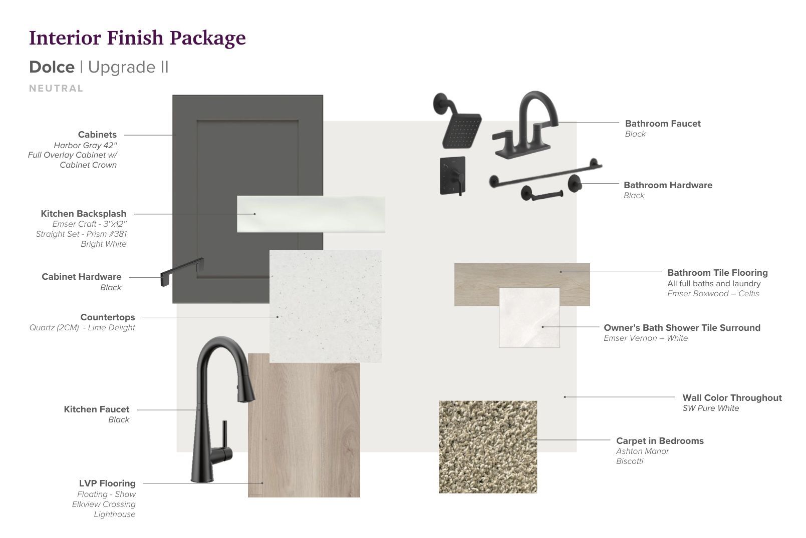 Interior selections for this home