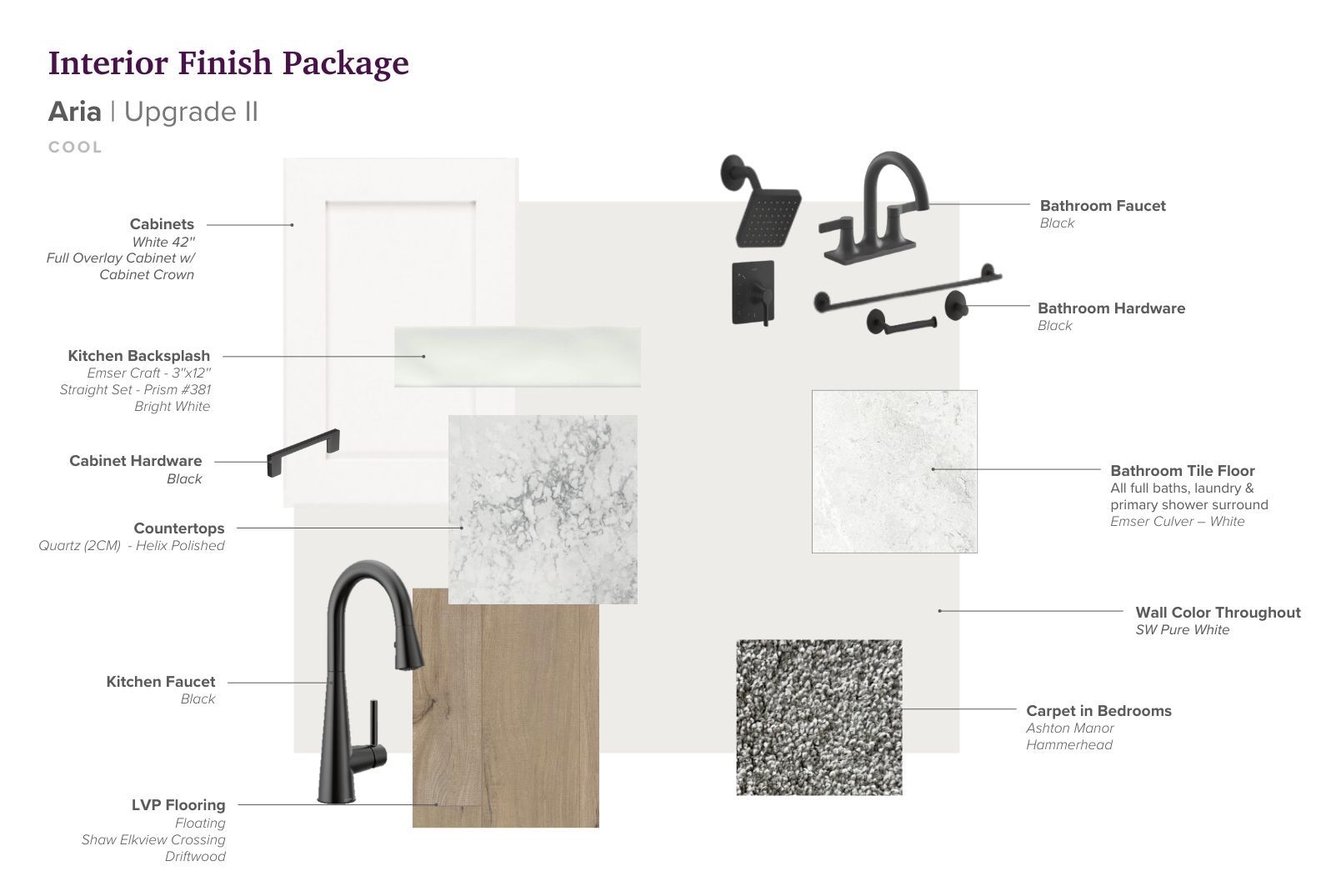Interior selections for this home