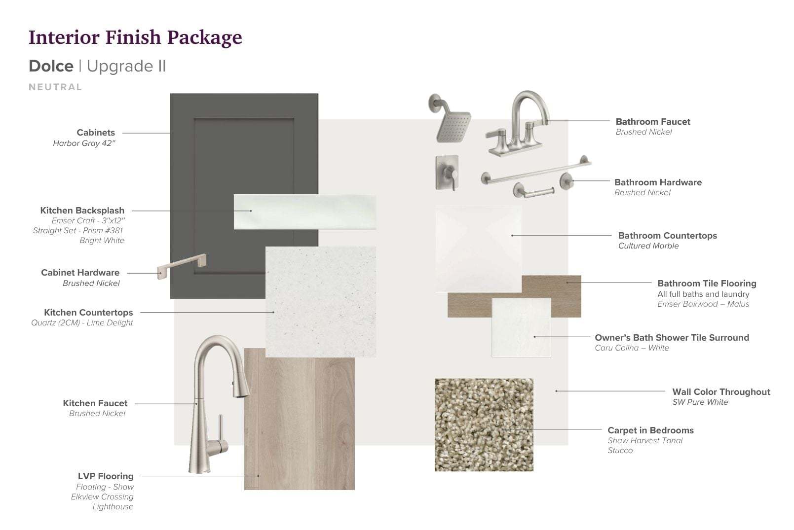 Interior selections for this home