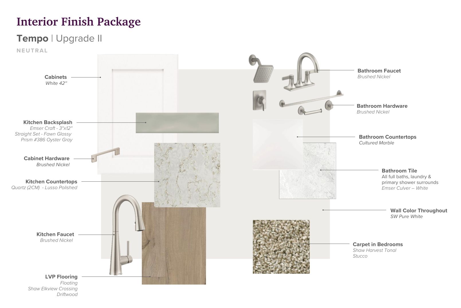 Interior selections for this home