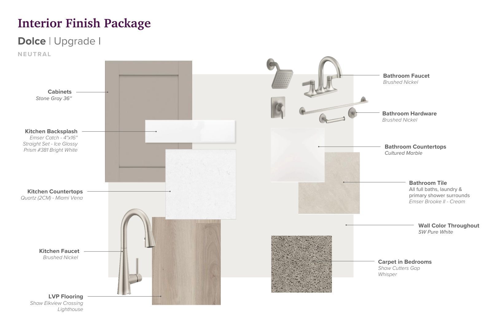Interior selections for this home