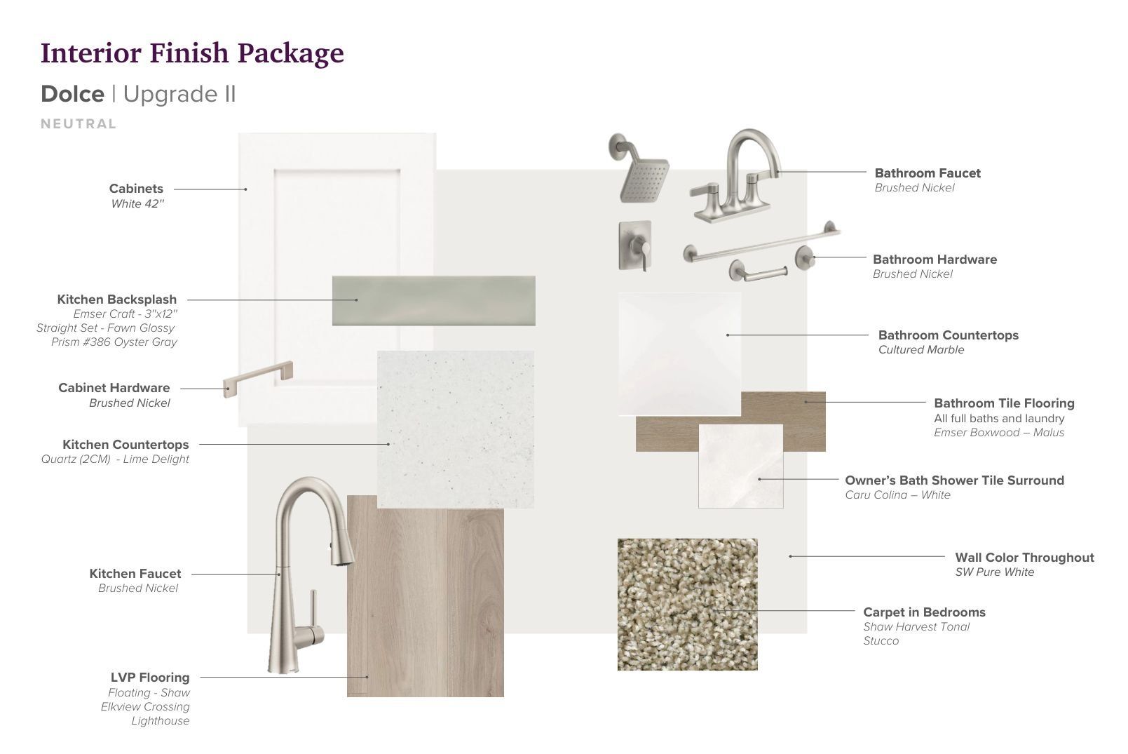 Interior selections for this home