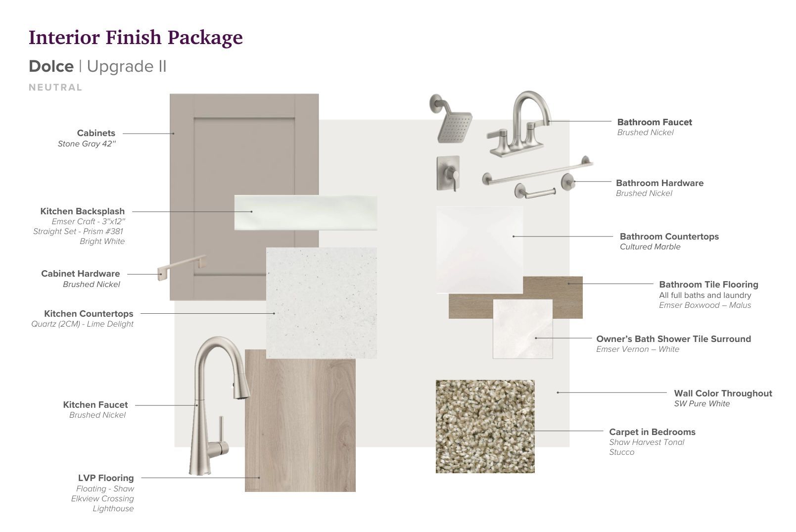 Interior selections for this home