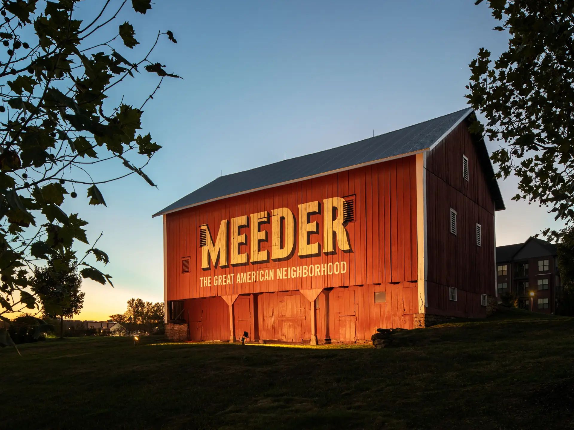 Preserved Meeder Barn at dusk
