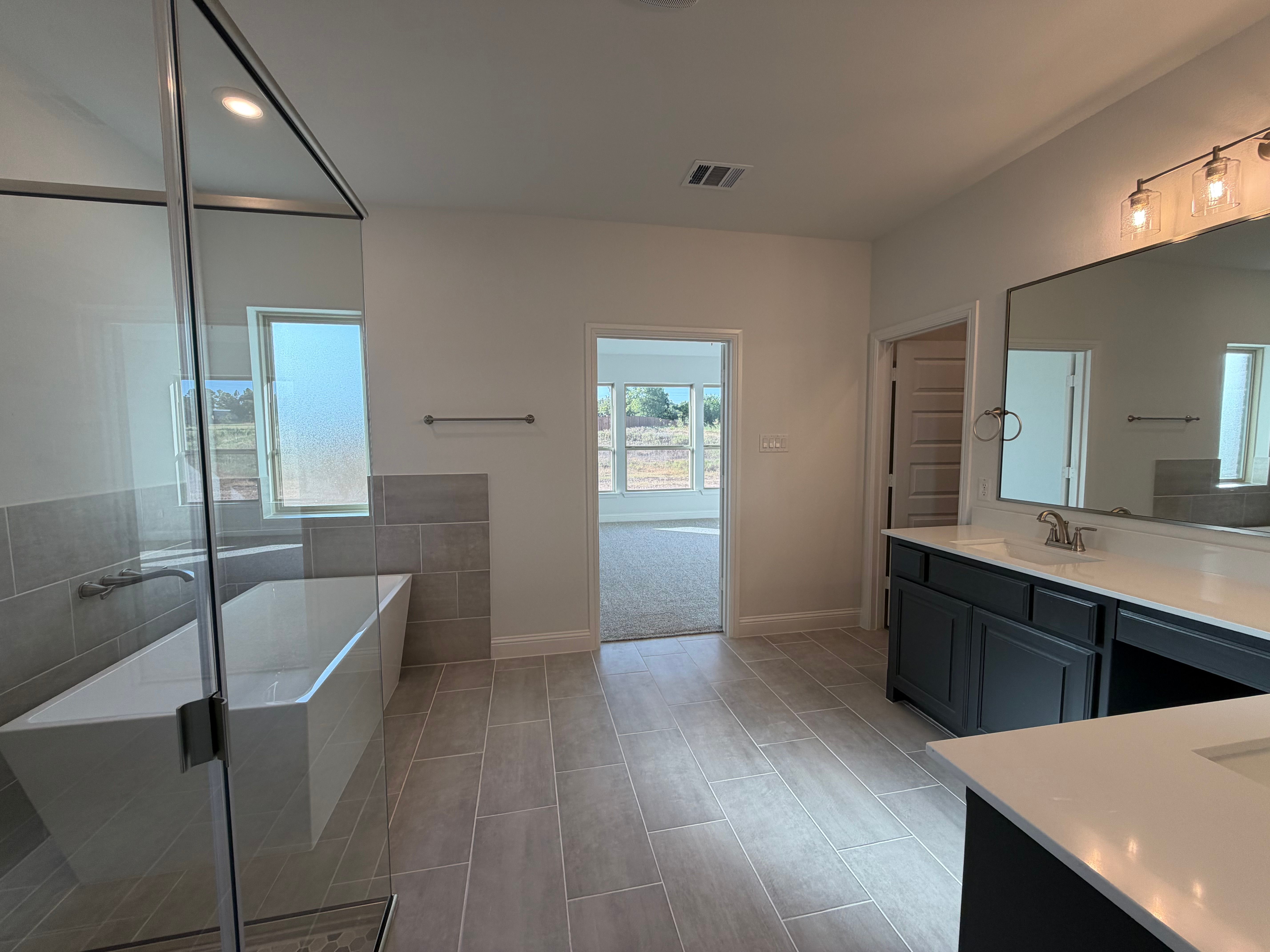 Primary Bath - View from Closet  - Construction Update 9.16