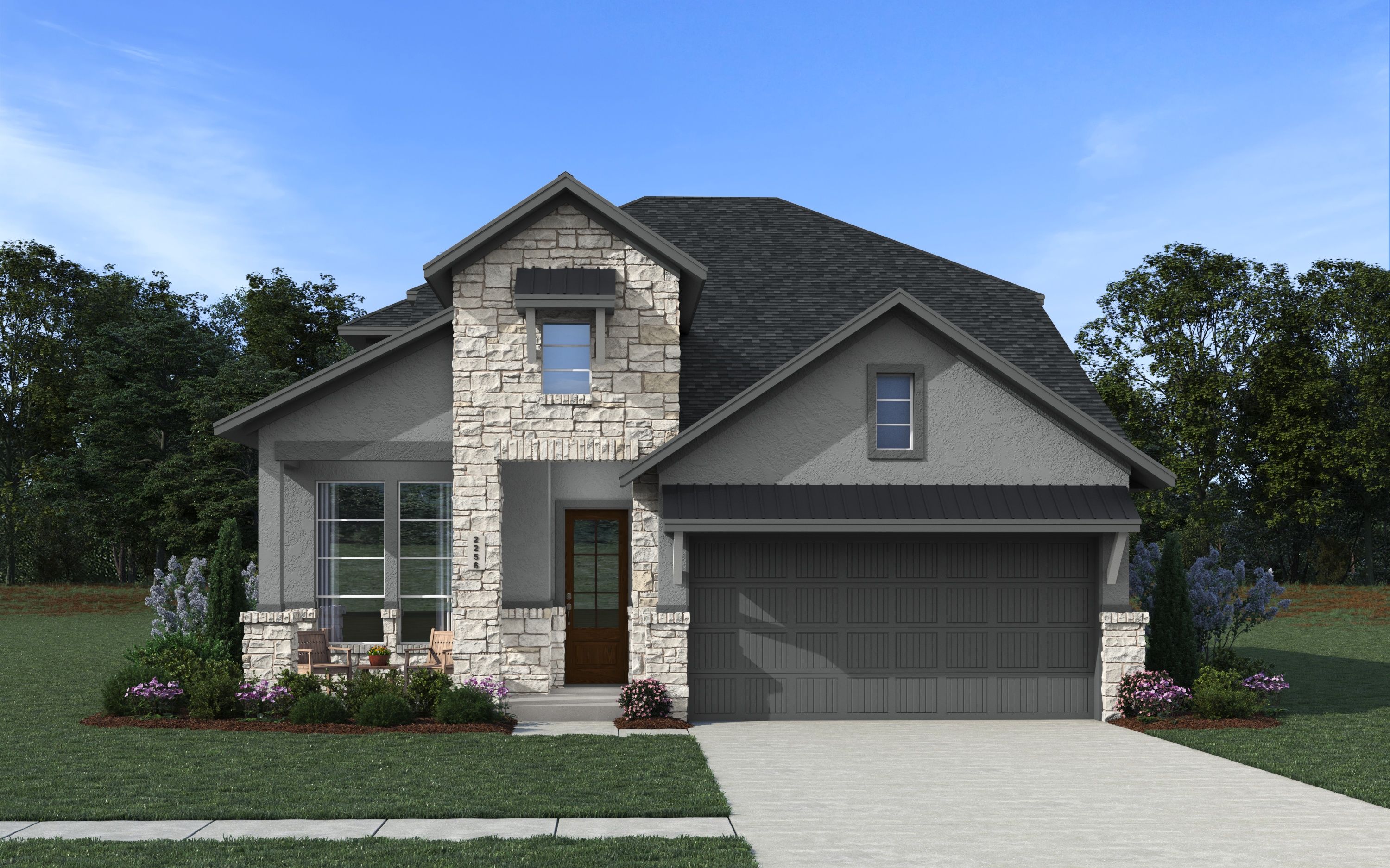 The Windsor Elevation A1 (Stucco with Stone)