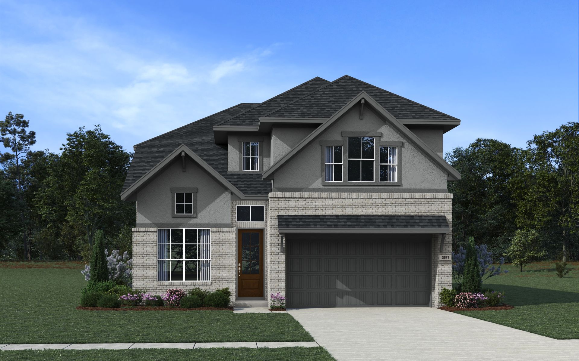 The Laramie Elevation A - Stucco and Brick