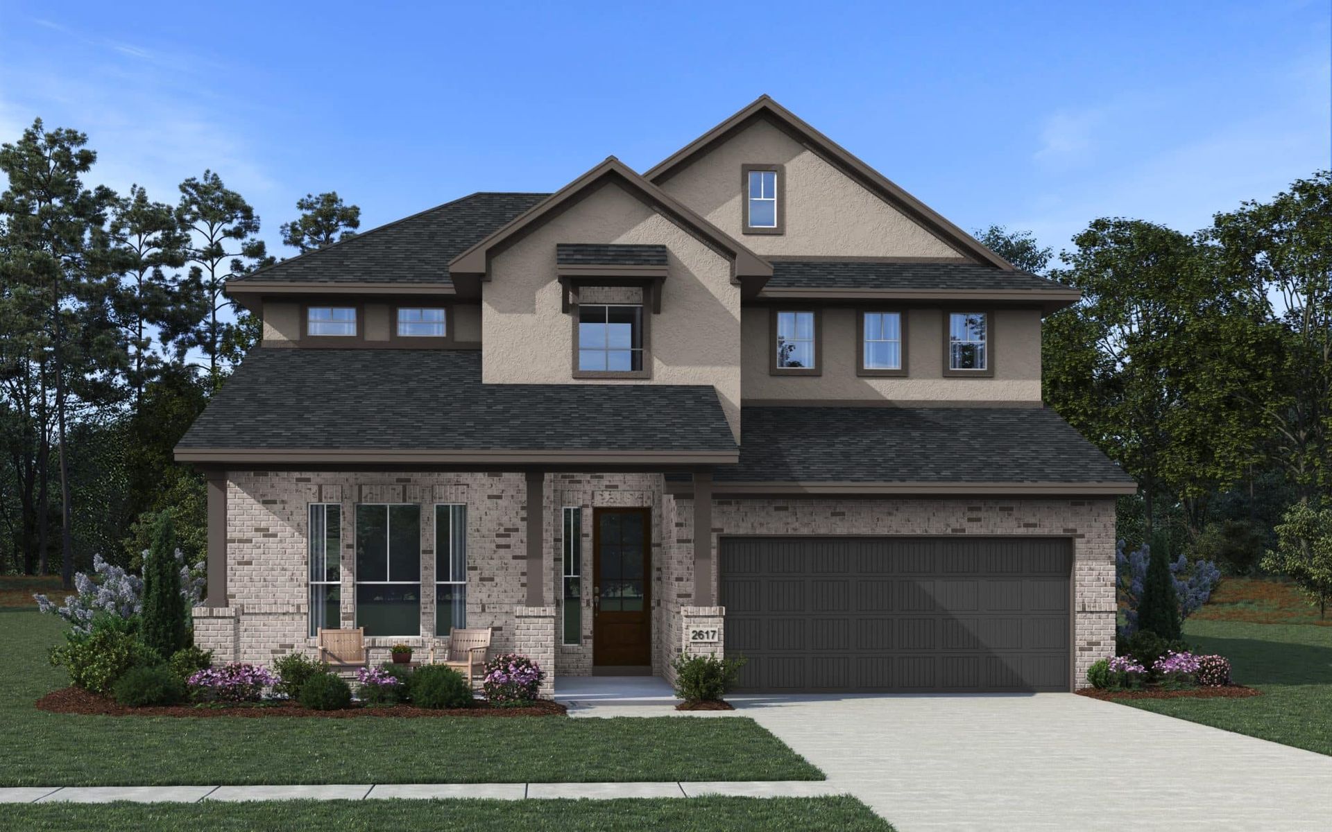 Elevation B Stucco w/ Brick