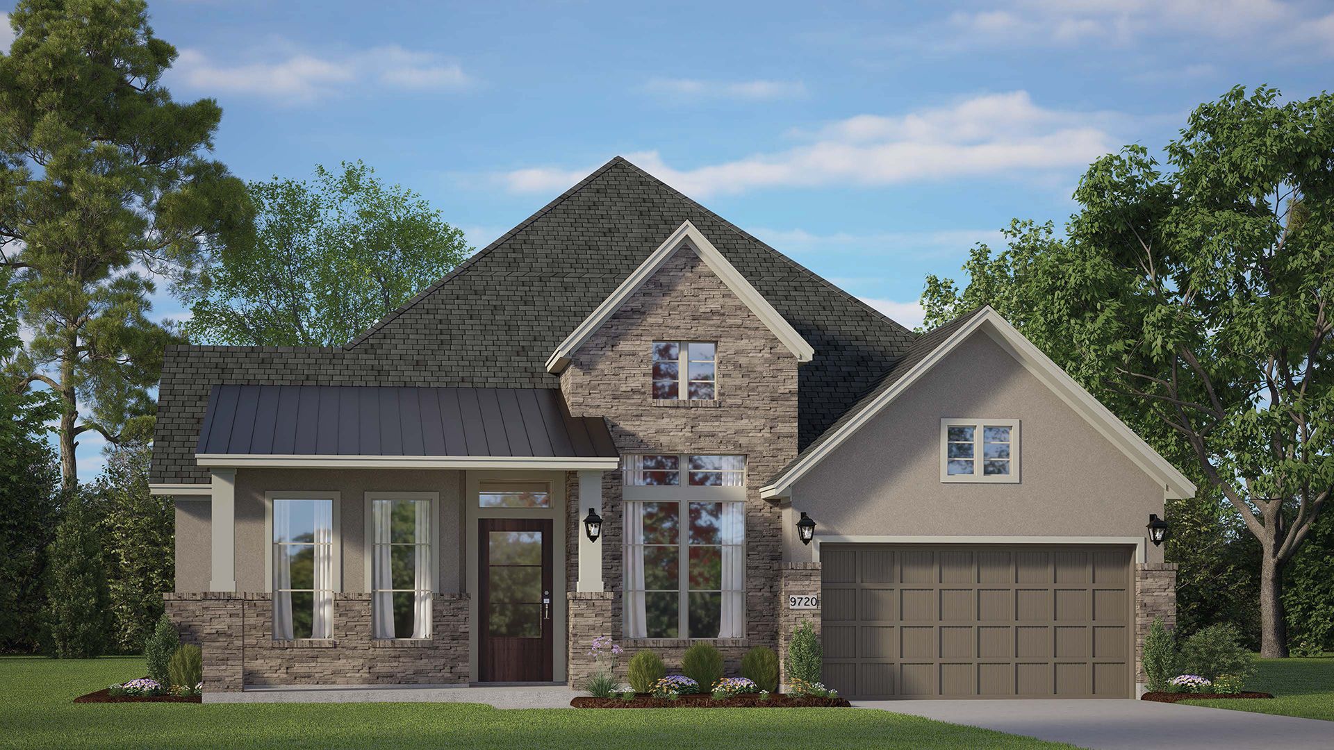 The Brentwood Elevation G (Stone-Stucco)