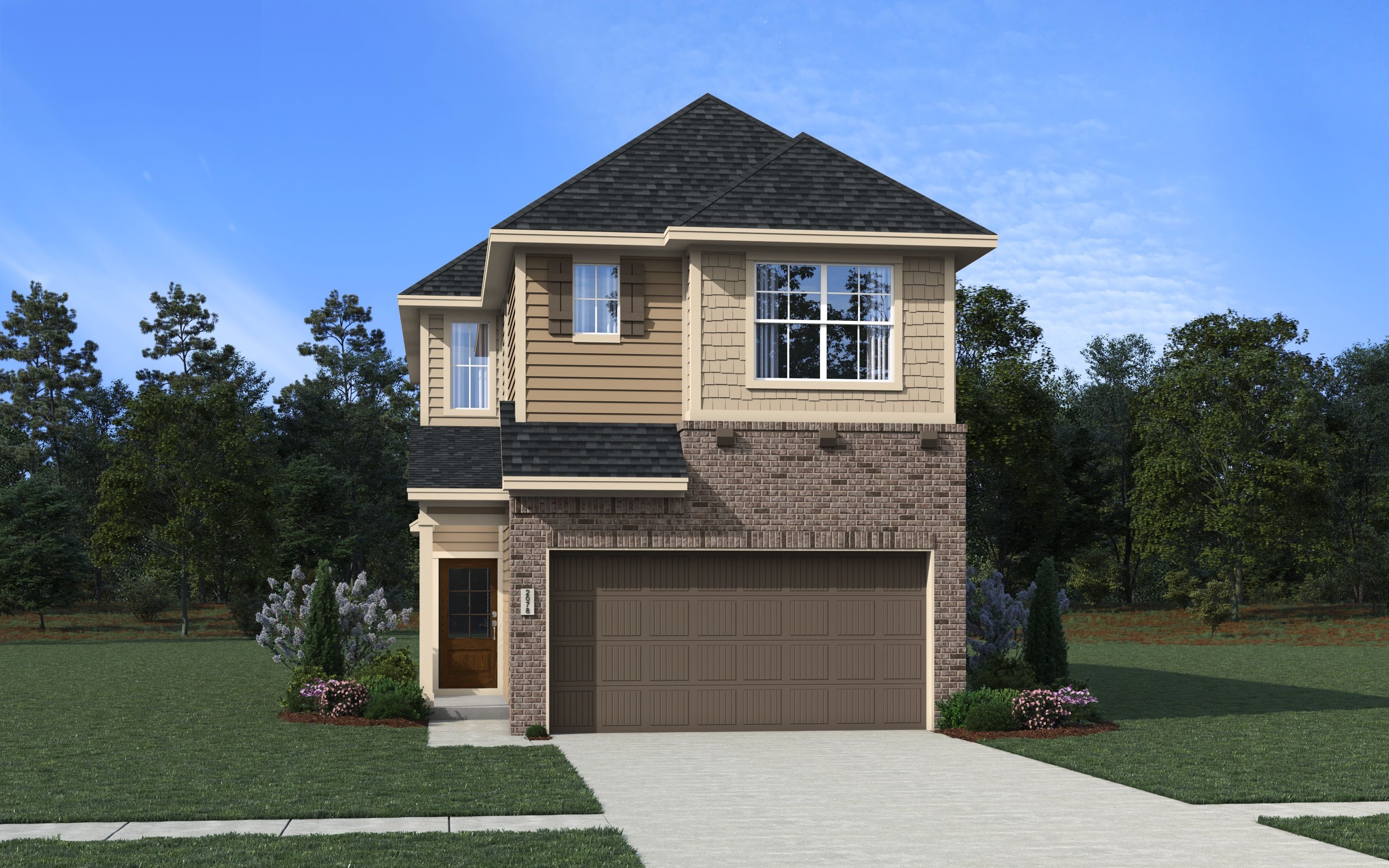 The Lorraine Elevation B - Brick