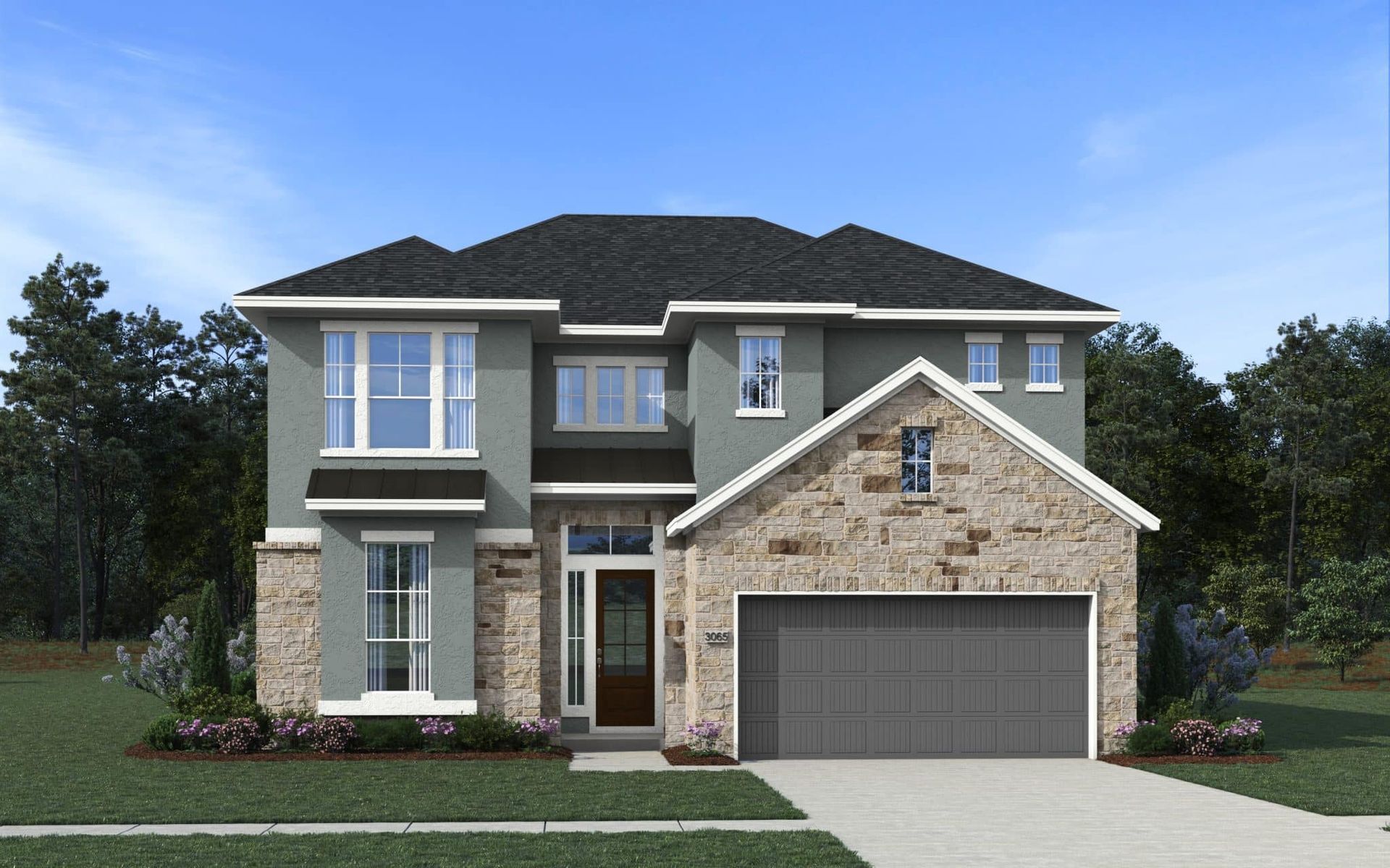 Elevation A Stucco with Stone
