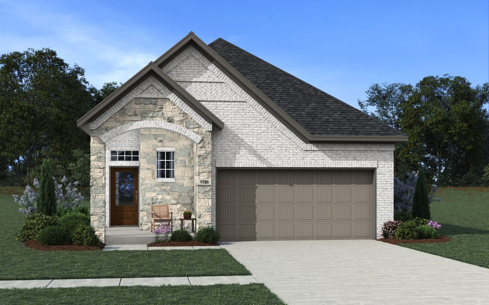 Elevation B with Brick and Stone