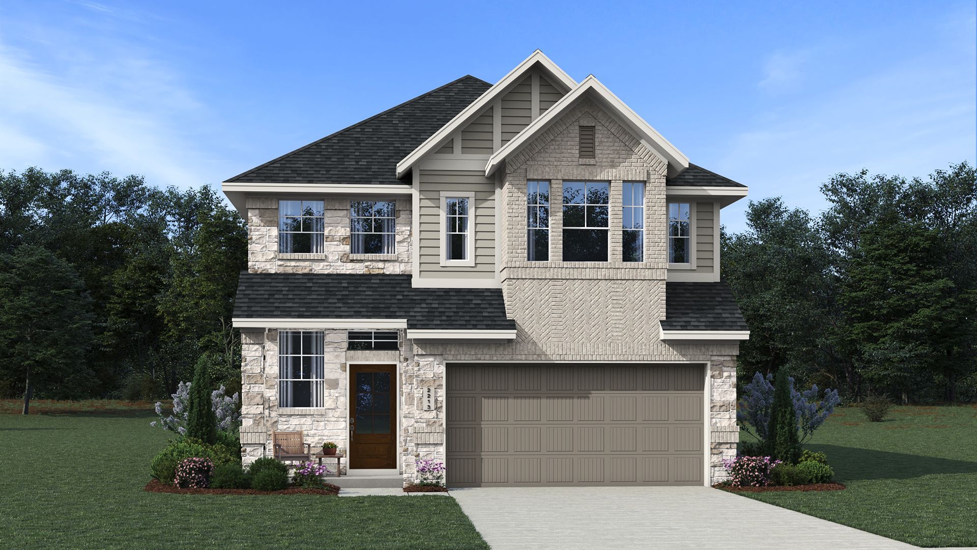 Elevation A Stone w/ Brick