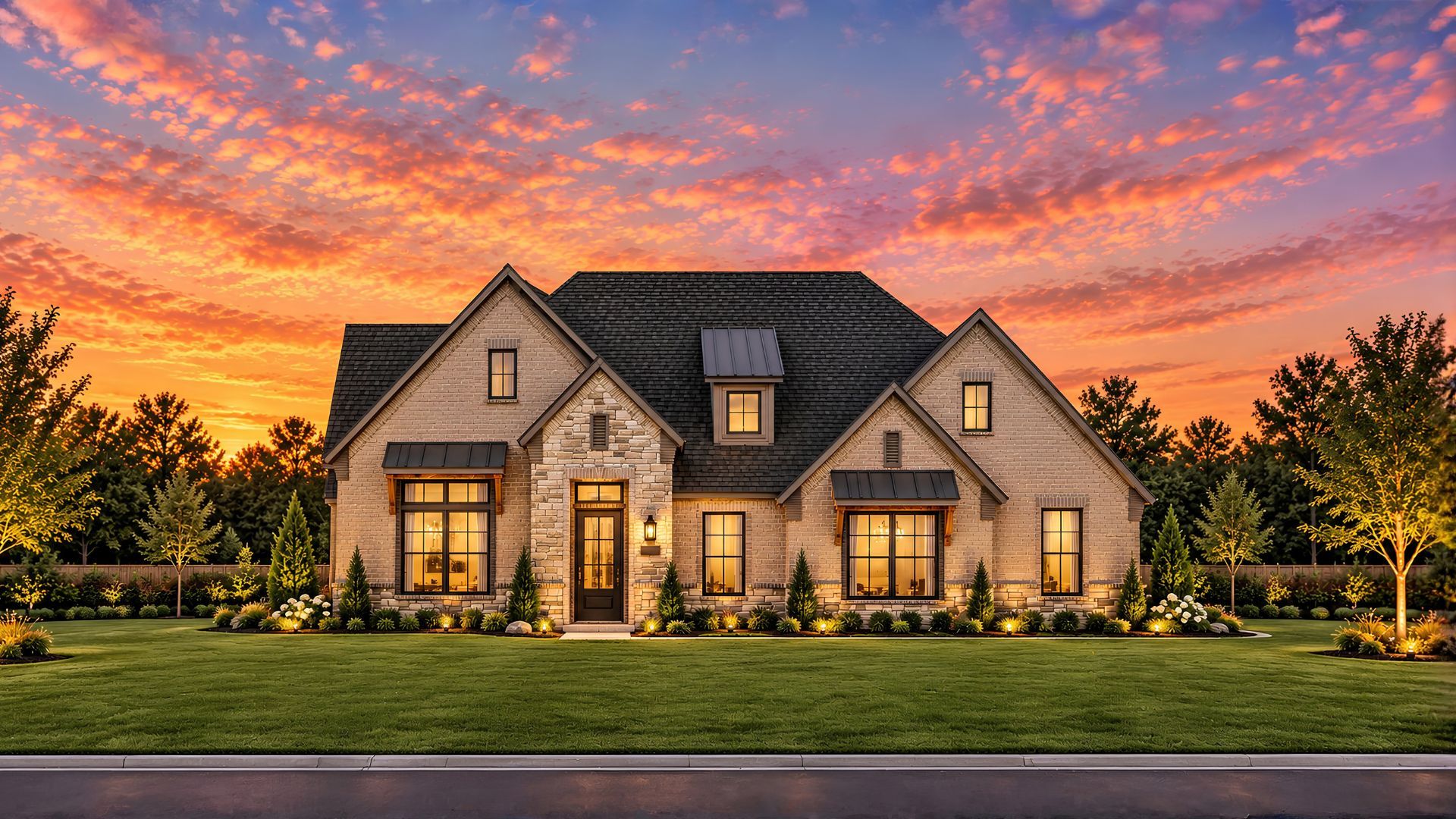 Elevation B Stone with Brick