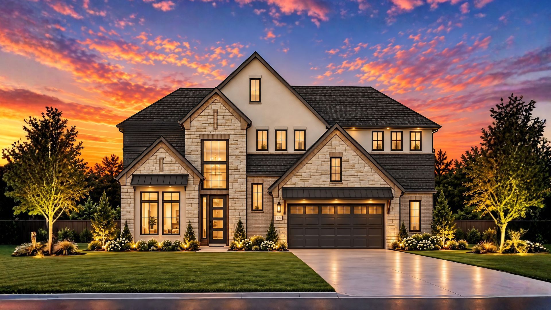 Elevation B Stone with Stucco