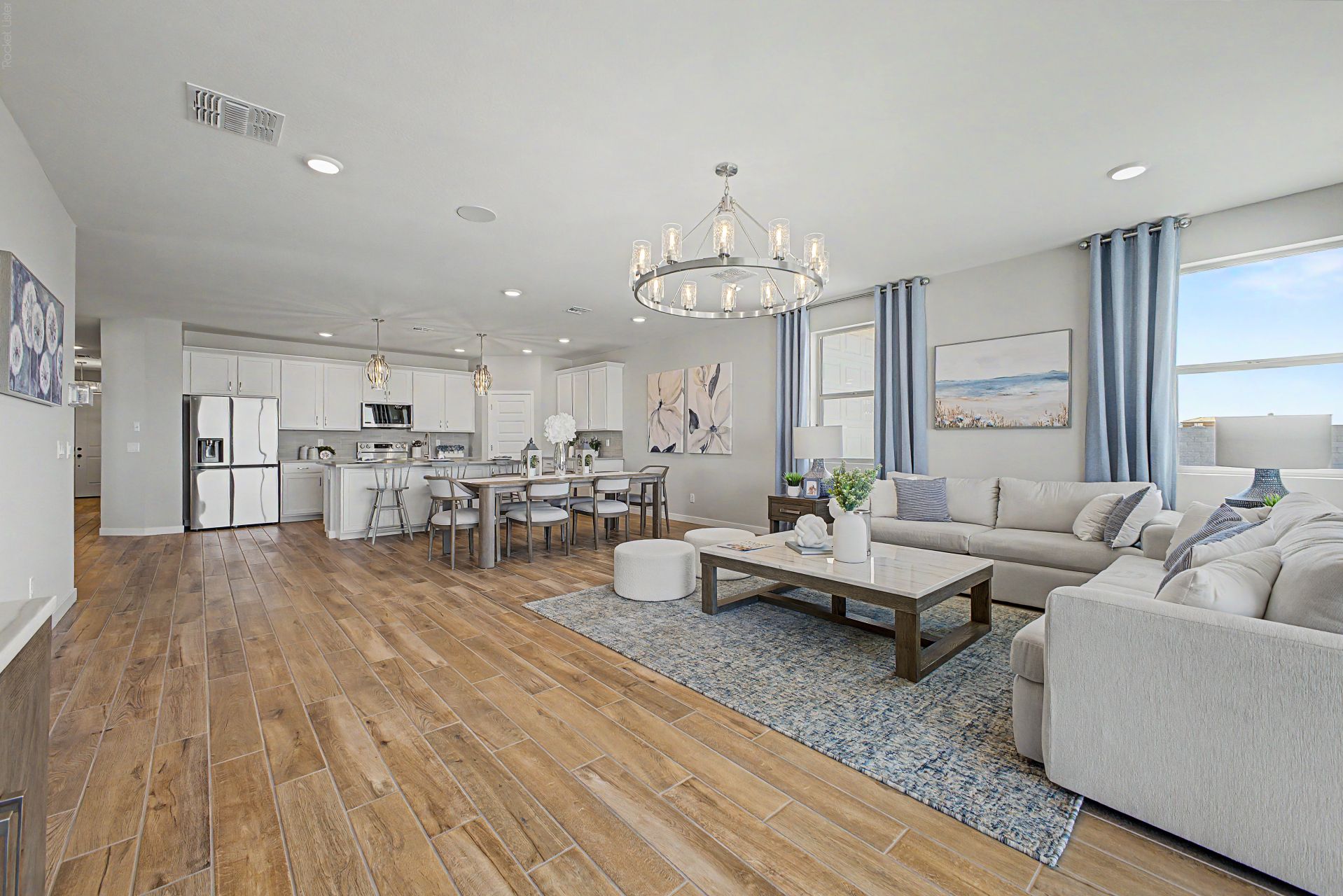 Great Room, Dining, Kitchen