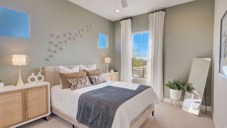 Discover chic elegance with contemporary accents and premium finishes in this Arroyo Seco bedroom.