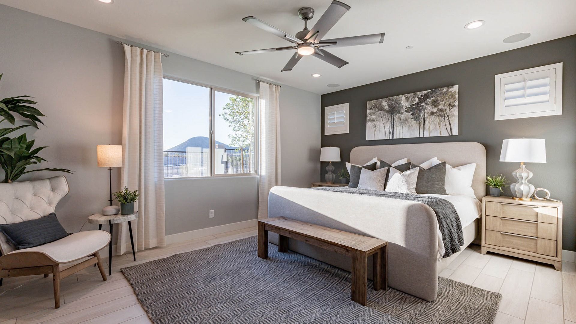 Discover sophistication in Mystic with plush textiles, sleek lighting, and floor-to-ceiling windows.